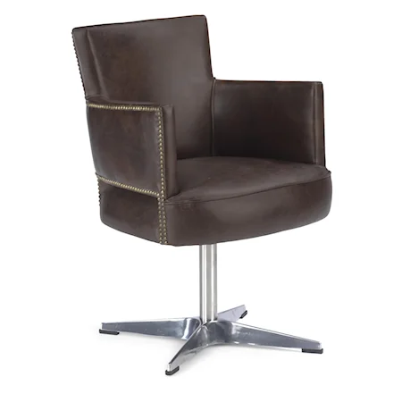 Classic Mens Lounge Swivel Chair with Stud Trim